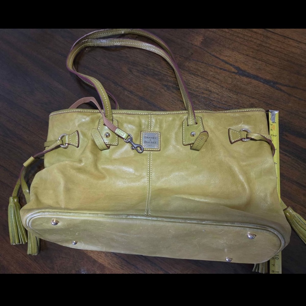 Dooney & Bourke Chartreuse Leather Tote with Tassel Accents